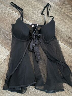 Victoria's Secret Black Sheer Lingerie Slip